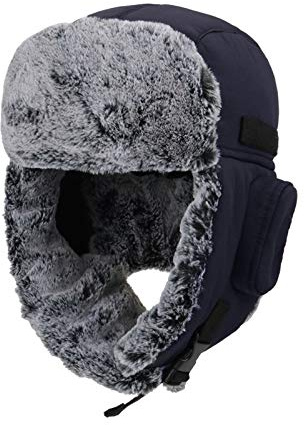 ZffXH Cappello Russo Uomo, Inverno Fleece Cappello Aviatore Uomo, Cappello Ushanka Eschimese Uomo, Berretto con Paraorecchie Cacciatore, Cappelli da Neve Spiritosi Bombardiere Impermeabile