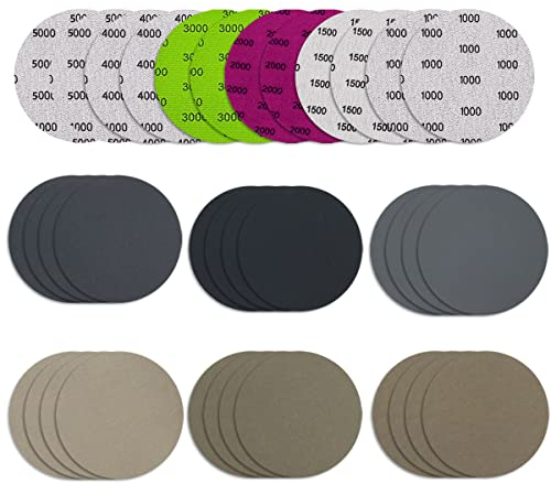 30 Pièces Disques de Ponçage 75mm Disques Abrasifs Auto-Agrippants Grain 1000/1500/2000/3000/4000/5000, Papier de Verre Sec à l'eau, Disques Abrasifs Ronds, pour Meulage Fraisage Gravure