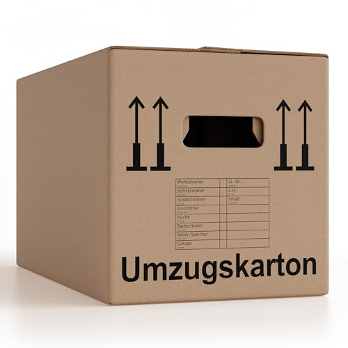 30 Stück Umzugskartons 600 x 328 x 340 mm extra stabil 2-wellig, verstärkte Griffe, belastbar bis 40 kg, Menge wählbar von 5 bis 240 Stück