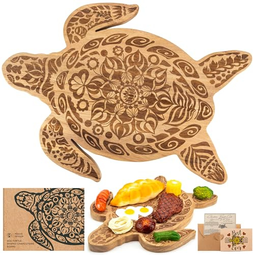 Planche à charcuterie en bois d'acacia en forme de tortue de mer, planche à pain pour anniversaire, cuisine, cuisine, cuisine, cadeau pour mamans, grand-mères, amateurs de tortue de mer
