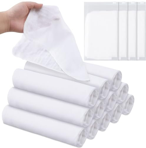 Velmitten 12 paños de muselina de limpieza facial, paños de algodón reutilizables, toallitas desmaquillantes envueltas individualmente, paños de muselina para el cuidado de la piel