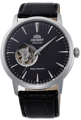 Orient Contemporary Automatik Armbanduhr für Herren in der Farbe Schwarz mit Armband aus Leder, Wasserdichtigkeit: 5 bar, Gehäusedurchmesser: 41 mm, TAG02004B0