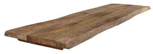 SAM Holzplatte 160x40 cm Curtis, Bretter aus Mangoholz massiv + raue Oberfläche, Baumkanten-Platte für Heimwerker, geeignet für Arbeitsplatten, Tische & Fensterbretter