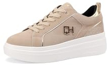 QUEEN HELENA Zapatillas de plataforma de cuero para mujer QH8001, beige, 36 EU