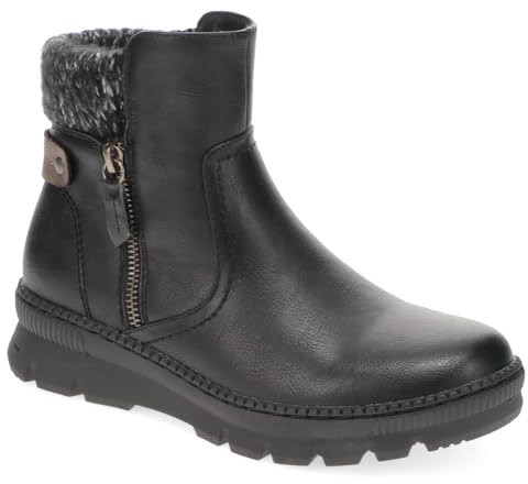 Pavers Knitted Cuff Ankle Boots - Black Size 5