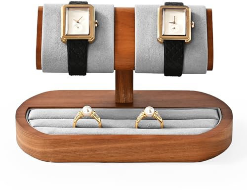 Oirlv Multifunzionale Supporto Per Orologio In Legno Massello, Semplice, A Doppio Strato, Porta-Orologi,Conservazione Degli Orologi(03)