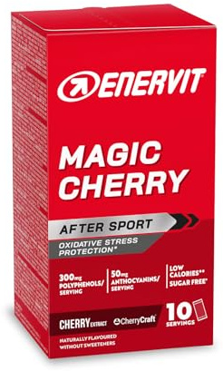 Enervit Magic Cherry, Suplemento con Extracto de Cereza, Antioxidante, Para la Recuperación Muscular y Esfuerzos Intensos, 300mg de Polifenoles, 50mg de Antocianinas, Sin Azúcar, Vegano, 10 Sobres