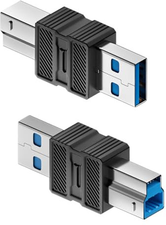 QIANRENON Adattatore per stampante USB 3.0 da tipo B a USB 3.0, 5 Gbps, da USB 3.0 B maschio a maschio A, convertitore da USB-B 3.0 a USB-A, non per tipo B 2.0, per scanner per disco rigido esterno