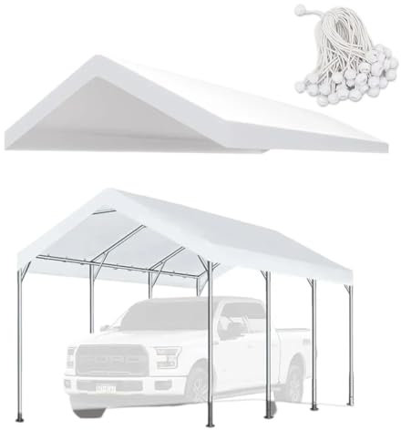 Tenda da Garage Carport Tetto sostitutivo for posto auto coperto da 10'x20' con copertura bianca for teloni superiori for garage, telaio for garage portatile for auto non incluso) Giardino e casa