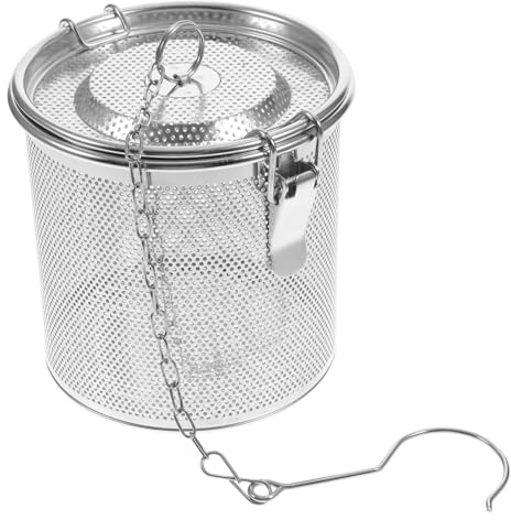 ROMISBABA Cesta Coladora de Especias de Acero Inoxidable con Gancho Filtro Multipropósito para Salmuera Infusor de Condimentos Desmontable y Fácil Limpieza