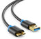 deleyCON 1,5m Micro USB 3.0 Datenkabel bis zu 5 Gbit/s Ladekabel für Handy Smartphone Tablet Externe Festplatten - USB A-Stecker zu Micro B-Stecker Schwarz