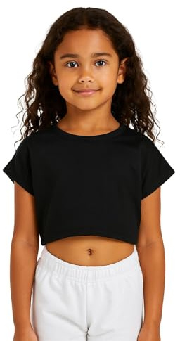 A2Z 4 Kids Girls Crop Top Plain T Shirt Soft Feel - New Crop Top Plain Black 11-12