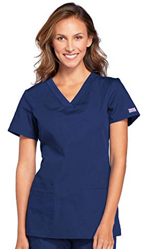 Cherokee Women's V-Neck Medical Work Wear Top, Navy, XS