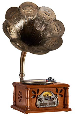 Grammofono Giradischi in Vinile,Desktop di a 3 velocità 33/45/78 Giri Funzionante Giradischi per Vinili Porta USB Riproduzione Bluetooth Lettore CD Uscite RCA con Altoparlanti Stereo