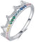 Qings 925 Sterling Silber Ring, Verlobung Prinzessin Kronenring mit Bunten Zirkonias Schmuck Geschenke für Mädchen Frauen Damen Geburtstag Hochzeit