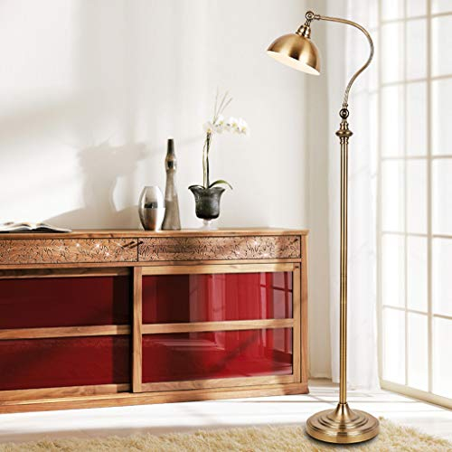 LANMOU Lampara de Pie Dorado Retro, 12W Regulable Lámpara de Suelo con Control Remoto, Ángulo Ajustable Lámpara de Lectura LED Cuidado de Ojos para Salon, Dormitorio, Oficina, Estudio y Leer, 150cm