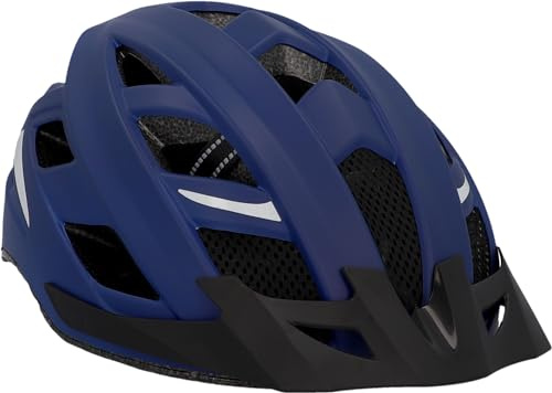FISCHER Erwachsene Fahrradhelm, Radhelm, Cityhelm Urban Plus Boston, S/M, 52-59cm, blau, mit integriertem LED-Rücklicht