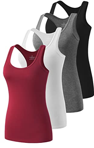 Ymmchy Workout Tanks for Women Racerback Tank Tops Gym Vests Top 4 Pack