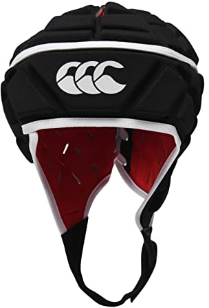 Canterbury Adulto Unisex Caschetto da rugby Raze | Casco con copertura totale | Sottogola con bordi morbidi | Fori per ventilazione | Caschetto con imbottitura in schiuma Black/True Red XL