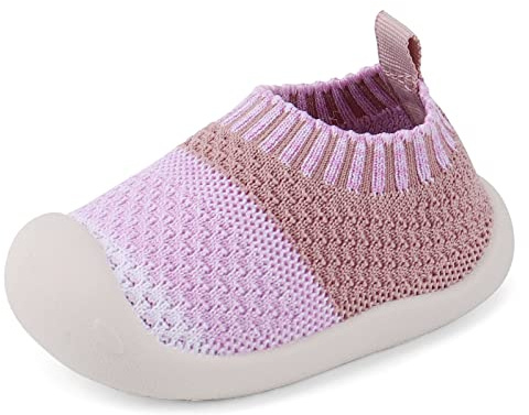 MK MATT KEELY Bambino Scarpe Primi Passi Ragazza Scarpine Maglia Traspirante Leggero Slip-on con Fondo Morbido,Rosa,EU 22