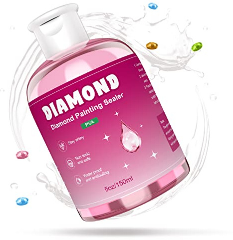GHHKUD Diamond Painting Versiegelung 150ml - Diamant Painting Zubehör für Strahlend Glitzernde Bilder - Diamond Painting Kleber mit Bürste,Transparente Schutz Versiegelung für Diamond Painting&Puzzle