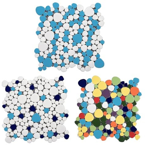 Peldaños Decorativos para Jardín 3 Piezas de Piedra de Paso Estilo Adoquín, Piedras de Paso de Caminos de Jardín de Cerámica Multicolor, Piedra de Camino de Pasarela de Césped para Áreas de Estanques