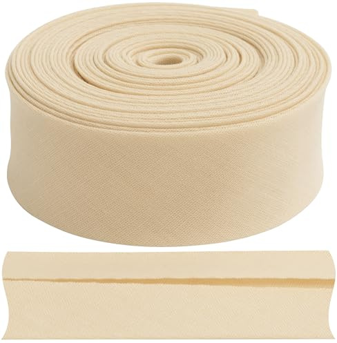 AERZETIX - C77475 - Cinta al sesgo plegada de coser 4.5 metros x 23mm - en 20% algodón y 80% poliéster - color beige