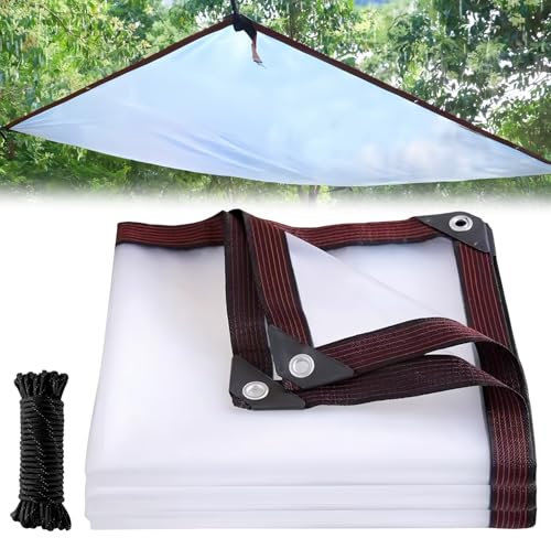 SPORWAY Wasserdicht Transparent Plane mit Ösen: 2x3m Plane Wasserdicht, Balkon Regenplane, wasserdichte Abdeckfolie, Regenschutz Abdeckplane, Gartenplane, Faltbar für Garten, Balkonmöbel, Pflanzen