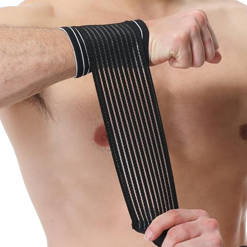 NEOtech Care Protège-poignet - Ultra léger, élastique & respirant - Compression ajustable - Bracelet pour tennis, golf, gym, sport, exercice (Noir, Taille L, 1 Unité)