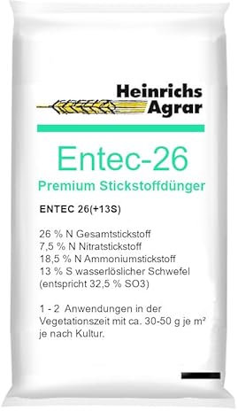 Heinrichs Agrar 5 kg Premium Stickstoffdünger mit Schwefel Entec-26 Universaldünger mit Langzeitwirkung für Rasen und Gemüse