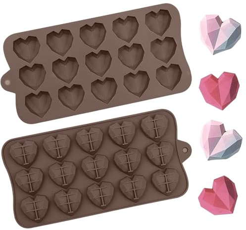 KUMSODE 2 Pezzi Stampi per Cioccolatini a Forma di Cuore, Cioccolatini Stampo Silicone profondo,Stampi Per Barrette Di Cioccolato Ripiene, Stampo Per Tablet Di Cioccolato