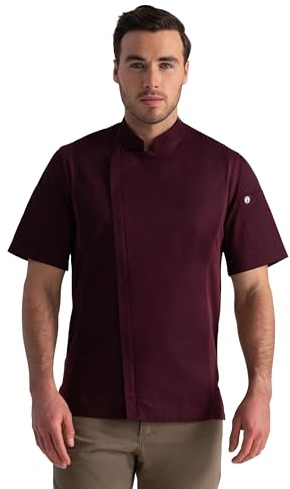 Chef Works Men's Springfield Chef Coat, Merlot, L