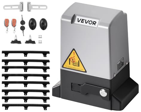 VEVOR Schiebetorantrieb, 280 W elektrischer Toröffner für Türen bis zu 25 m & 600 kg, Rolltormotor mit Nylon-Zahnstange, Infrarotsensor & 2 Fernbedienungen, Öffnungssystem für Einfahrtstore