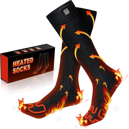 Heated Socks for Men Women Rechargeable,3 Heating Settings Mobile Warming Heated Socks Foot Leg Warmers,Electric Heated Skiing Cycling Socks