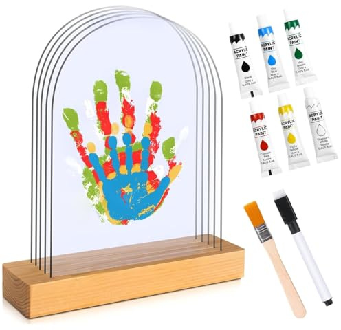 Juego de impresión de manos de familia con espacio para 5, juego de huellas de manos de bebé, regalo de nacimiento, niña y niño, pinturas de dedos para niños, no tóxico, juego de impresión de manos y