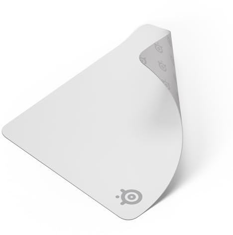 SteelSeries Tapis QcK Grand - Blanc - Base antidérapante en Caoutchouc - Suivi et stabilité de Pointe - Optimisé pour capteurs Gaming - 450 mm x 400 mm - FPS, MOBAs, RTS, MMO
