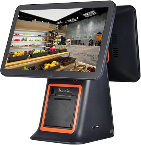 wshqdm Sistema di Cassa Intelligente all-in-One Registratore | Registratore di Cassa Touch | con Doppio Schermo da 15,6 Pollici | 8 GB di RAM + Ssd da 128 GB | per Negozi al Dettaglio,Ristoranti