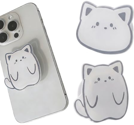 KAHZOR 2 pezzi Supporto Smartphone, Motivo con Gatto, Impugnatura Smartphone, Anello Girevole a 360°, Impugnatura Staccabile, Pieghevole e Retrattile, per Smartphone e Tablet