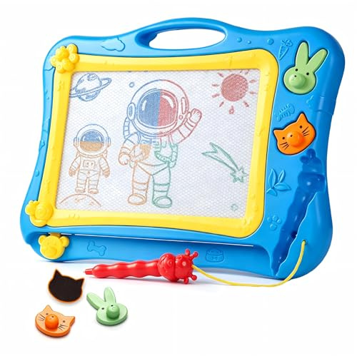 Magnetic Drawing Board Kids Toys for 3 4 5 Years Old Boys Girls Birthday, 4 Color Erasable Doodle Education Learning Kid Age 3-7, Portable Toddler Drawing Travel Toys