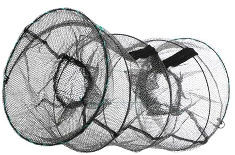Tofficu Trampa de Pesca Plegable Redonda para Cangrejos y Peces Fibra Negra, para Captura y Fácil de Almacenar en Viajes de Pesca