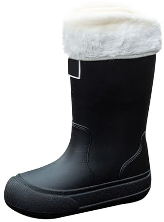 Generisch Scarpe da donna nere con tacco corto, stivali da pioggia alla caviglia, stivali da giardino, stivali da donna in gomma per il lavoro all'aperto con comfort a molla, Nero , 38 EU