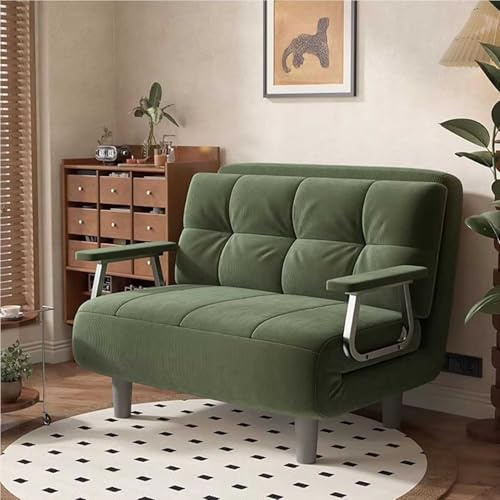 3-i-1 Folding Bäddsoffa, Enstol med 5-position ryggstöd och kudde, hög motståndskraftsskum, stålram, Utrymmesbesparing för Gästrum, Liten lägenhet, Enkel montering, Kompakt design