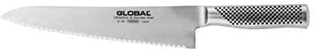 Global Knives G-23 Bread Knife with 24cm Blade, CROMOVA 18 Stainless Steel