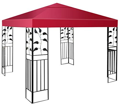 COSTWAY Copertura per Gazebo, Tetto Ricambio per Gazebo, Tetto del Padiglione 3x3 m (Vino rosso)