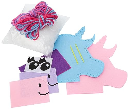 Baker Ross Kissen-Nähsets „Einhorn“ (2 Stück) – Bastelsets aus Filz für Kinder zum Nähen und Dekorieren
