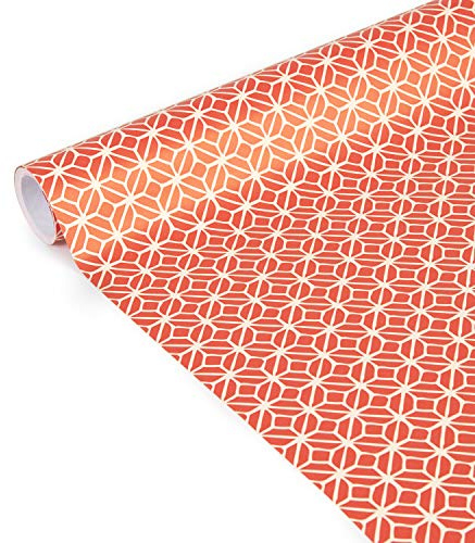 Clairefontaine 223863C - Un Rouleau De Papier Cadeau - Papier Affiche 80g - Dimensions : 5mx35cm (Spécial Petite Largeur) - Motif : Géométrique Rouge - Emballage Cadeau, Idéal Pour Petits Emballages