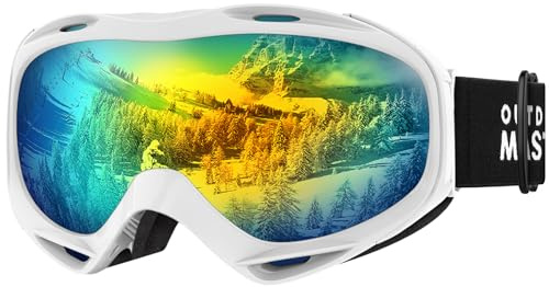 OutdoorMaster Unisex-OTG-skidglasögon för kvinnor och män, snowboard-glasögon, snöglasögon, 100 % UV-skydd, skidglasögon för personer med glasögon, anti-imma, för pojkar och flickor (VLT 13 %)