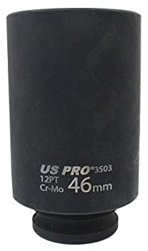 US PRO Tools 46mm 1/2 dr 12 Point 100mm Deep Hub Nut Socket, Gearbox etc 3503