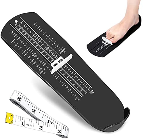 Medidor de Pies Niño Dispositivos de Medición de Zapatos Medidores de Calzado para Adultos y niños con Cinta Métrica para Determinar el Tamaño de 18 a 47 (Negro)