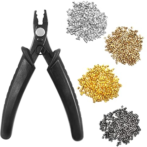 lyfLux 1000 Stück Quetschperlen mit Perlen-Crimpzange für Schmuckherstellung